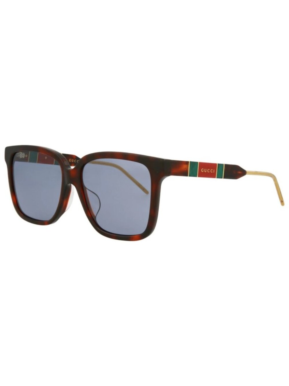 New Gucci Women's Sunglasses Square Rectangle Acetate Frame Havana Havana Blue